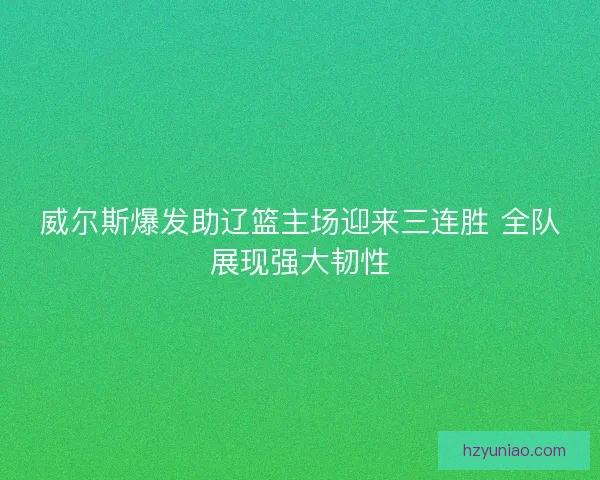 威尔斯爆发助辽篮主场迎来三连胜 全队展现强大韧性
